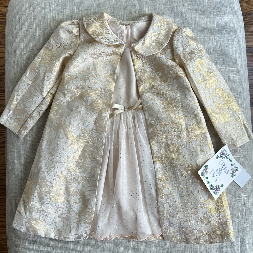 Iris & Ivy NWT Gold Jacket and Dress (size 3T)